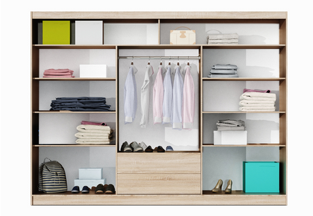 Szafa Vista 250x61x215 cm biały / lustro