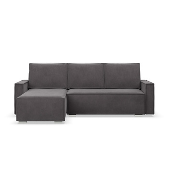 ADAMS Narożnik NOTO z leżanką L w tkaninie POSO 22 stalowy