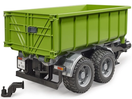 BRUDER Przyczepa z kontenerem typu hakowiec do traktorów zielona