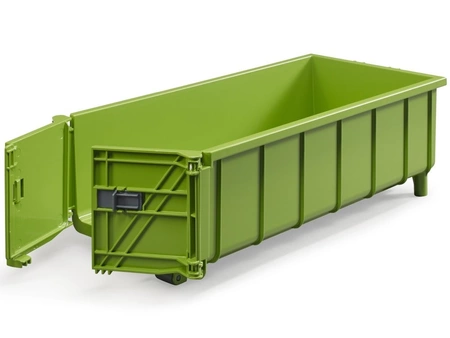 BRUDER Przyczepa z kontenerem typu hakowiec do traktorów zielona