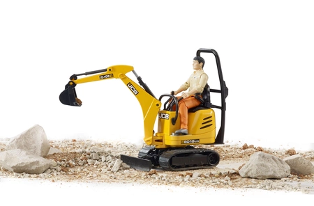 BRUDER 62002 Mikrokoparka JCB 8010 CTS z figurką pracownika budowlanego