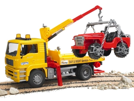 BRUDER Laweta MAN TGA z pojazdem terenowym 02750