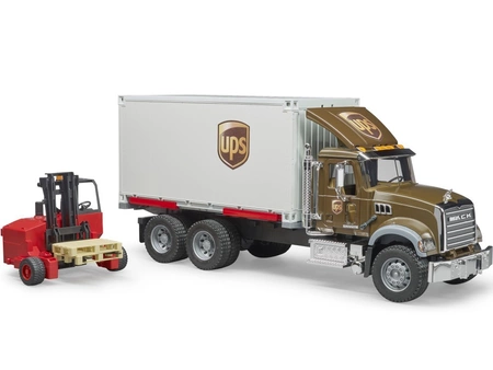 BRUDER 02828 MACK Granite UPS kontener z wóżkiem widłowym
