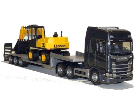 Emek 30603 Scania S Next Gen z naczepą i koparką - czarna