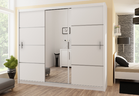 Szafa Vista 250x61x215 cm biały / lustro