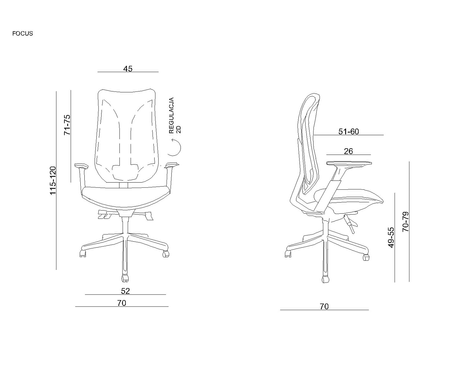 UNIQUE Focus Fotel obrotowy czarny - czarny