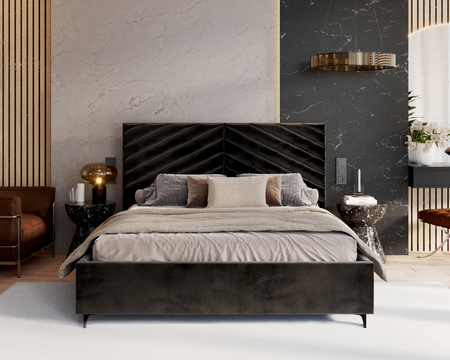 FDM Łóżko tapicerowane ELEGANTE 120x200 cm z pojemnikiem i stelażem podnoszonym - TRINITY czarny