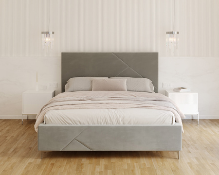 FDM Łóżko tapicerowane NAVARO 160x200 cm z pojemnikiem i stelażem podnoszonym - TRINITY szary