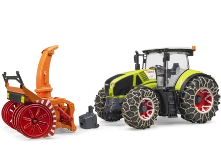 BRUDER 03017 Traktor Claas Axion 950 z pługiem śnieżnym i łańcuchami na kołach