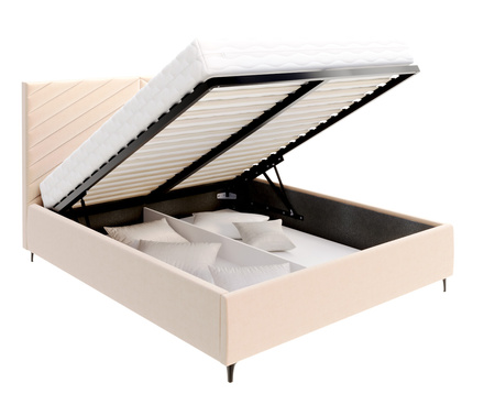 FDM Łóżko tapicerowane ELEGANTE 160x200 cm z pojemnikiem i stelażem podnoszonym - TRINITY kremowy