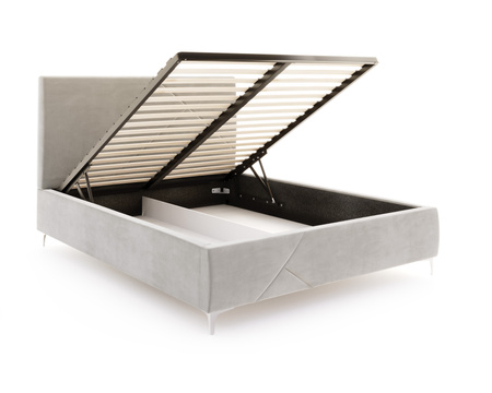 FDM Łóżko tapicerowane NAVARO 90x200 cm z pojemnikiem i stelażem podnoszonym - TRINITY szary