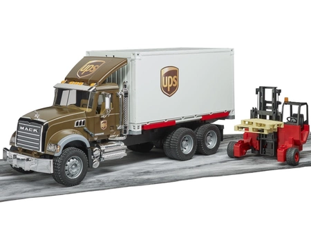 BRUDER 02828 MACK Granite UPS kontener z wóżkiem widłowym