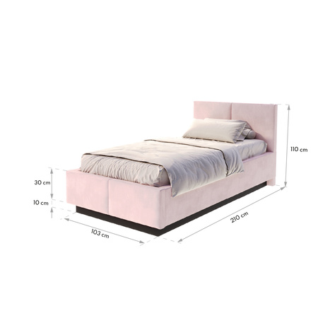 FDM Łóżko lewitujące tapicerowane AVEIRO 90x200 cm z pojemnikiem i stelażem podnoszonym - TRINITY kremowy