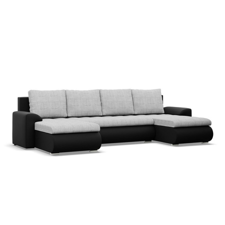 ADAMS Narożnik FORESTA U z leżankami - LAWA 9 REAL 11 - jasny szary + czarny