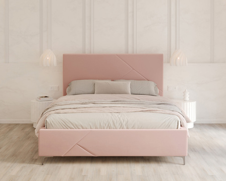 FDM Łóżko tapicerowane NAVARO 120x200 cm z pojemnikiem i stelażem podnoszonym - TRINITY pudrowy róż