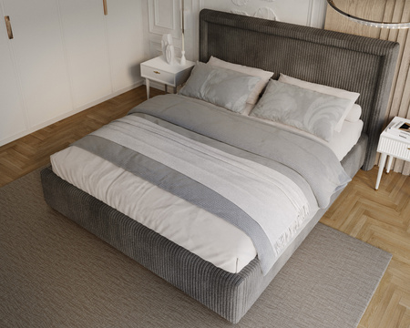 FDM Łóżko tapicerowane NOBILE 180x200 cm z pojemnikiem i metalowym stelażem podnoszonym - sztruks grafit