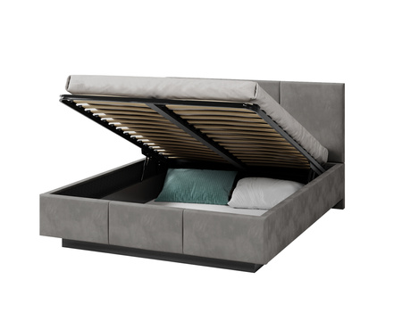 Łóżko lewitujące tapicerowane AVEIRO 120x200 cm z pojemnikiem i stelażem podnoszonym - TRINITY grafitowy