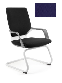 UNIQUE Krzesło biurowe APOLLO SKID - biały/ tkanina BL412 NAVY BLUE
