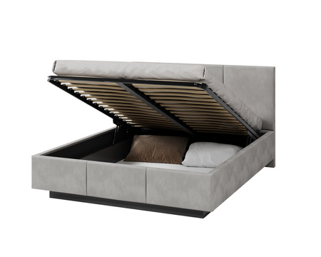 Łóżko lewitujące tapicerowane AVEIRO 120x200 cm z pojemnikiem i stelażem podnoszonym - TRINITY szary