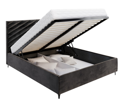 FDM Łóżko tapicerowane ELEGANTE 180x200 cm z pojemnikiem i stelażem podnoszonym - TRINITY czarny