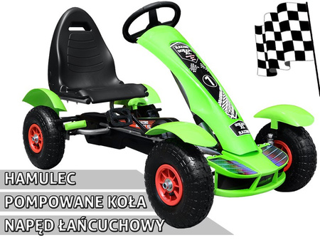Duży Gokart pompowane koła zielony - F618.ZIE