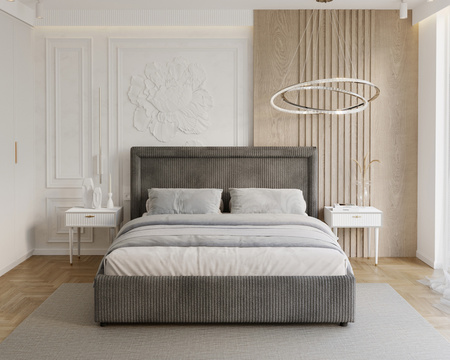 FDM Łóżko tapicerowane NOBILE 160x200 cm z pojemnikiem i metalowym stelażem podnoszonym - sztruks grafit