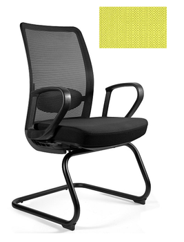 UNIQUE Krzesło biurowe ANGGUN SKID - czarna siatka/ tkanina BL410 MUSTARD