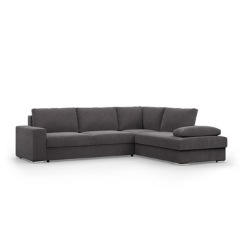 ADAMS Narożnik VELANO  z funkcją spania, sztruks ciemny szary