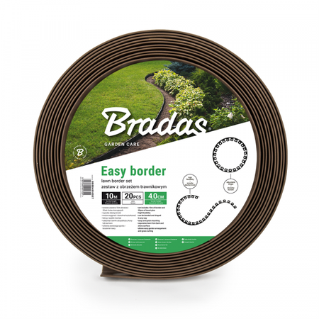 BRADAS Zestaw z obrzeżem trawnikowym EASY BORDER - 40mm brązowe