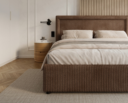 FDM Łóżko tapicerowane NOBILE 160x200 cm z pojemnikiem i metalowym stelażem podnoszonym - sztruks brąz