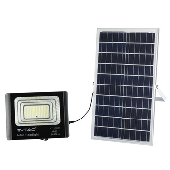 Projektor LED Solarny V-TAC 35W Czarny IP65, Pilot, Timer VT-100W 4000K 2450lm