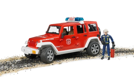BRUDER 02528 Jeep Wrangler Unlimited Rubicon straż pożarna z figurką strażaka i z modułem 02802