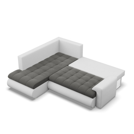 ADAMS Narożnik FORESTA z otomaną TRINITY 15 + REAL 11 szary/biały