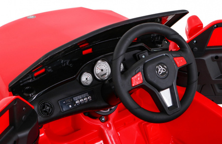 Autko City Rider dla dzieci Czerwony + Pilot + Regulacja kierownicy + Wolny Start + MP3 USB + LED