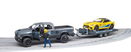 BRUDER 02504 Auto Dodge RAM 2500 Power Wagon z lawetą i autem Roadster Racing Team