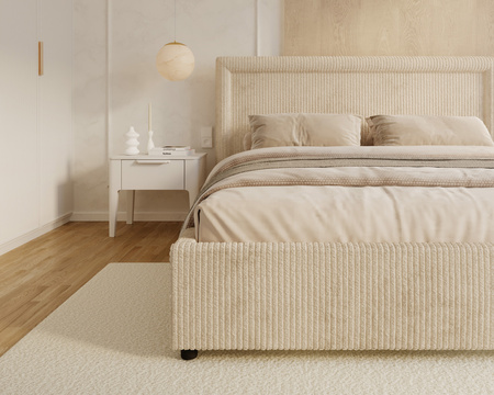 FDM Łóżko tapicerowane NOBILE 160x200 cm z pojemnikiem i metalowym stelażem podnoszonym - sztruks krem