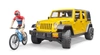 BRUDER 02543 Jeep Wrangler Unlimited Rubicon z rowerem górskim i figurką kolarza