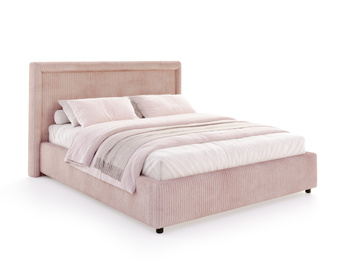 FDM Łóżko tapicerowane NOBILE 90x200 cm z pojemnikiem i metalowym stelażem podnoszonym - sztruks pudrowy róż