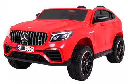 Pojazd na akumulator Mercedes GLC 63S czerwony napęd 4x4 + MP4, LED