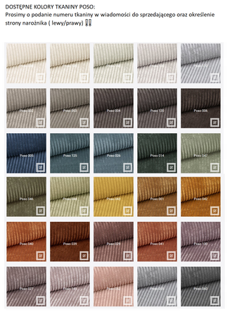 Narożnik BRIK w tkaninie POSO - funkcja spania