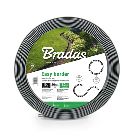 BRADAS Zestaw z obrzeżem trawnikowym EASY BORDER - 40mm szary