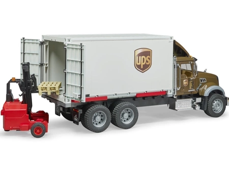 BRUDER 02828 MACK Granite UPS kontener z wóżkiem widłowym