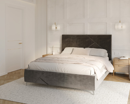 FDM Łóżko tapicerowane NAVARO 120x200 cm z pojemnikiem i stelażem podnoszonym - TRINITY grafitowy