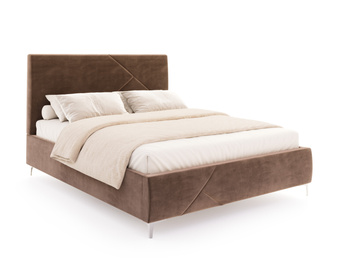 FDM Łóżko tapicerowane NAVARO 120x200 cm z pojemnikiem i stelażem podnoszonym - TRINITY brązowy