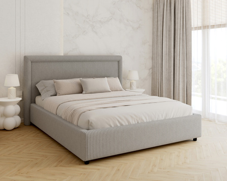 FDM Łóżko tapicerowane NOBILE 160x200 cm z pojemnikiem i metalowym stelażem podnoszonym - sztruks szary