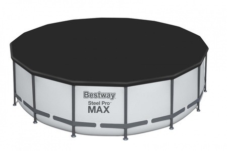 BESTWAY Basen stelażowy Steel Pro MAX 488x122 Szary 16FT 5w1 + Drabinka + Pokrywa