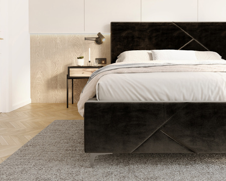 FDM Łóżko tapicerowane NAVARO 140x200 cm z pojemnikiem i stelażem podnoszonym - TRINITY czarny