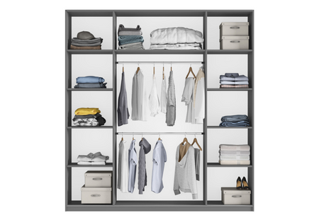 Szafa Rodos 200x65x244 cm grafit z lustrem