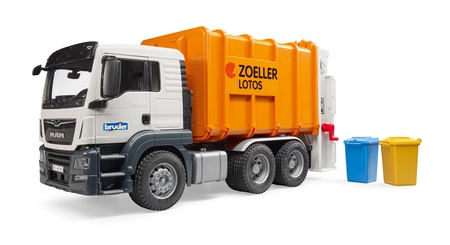 BRUDER 03762 MAN TGS Śmieciarka pomarańczowa