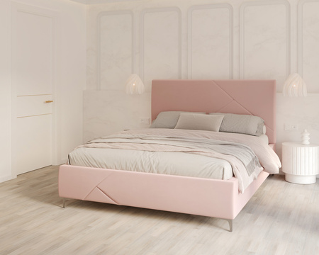 FDM Łóżko tapicerowane NAVARO 90x200 cm z pojemnikiem i stelażem podnoszonym - TRINITY pudrowy róż